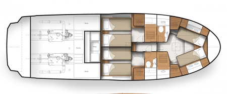 3 Cabin (Scissor FWD) 2 Heads, no Crew