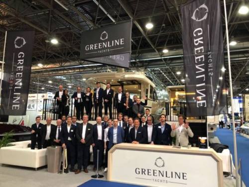 World Launch of the Greenline 42 at Dusseldorf Boatshow  along with the stunning Greenline 45 Coupe